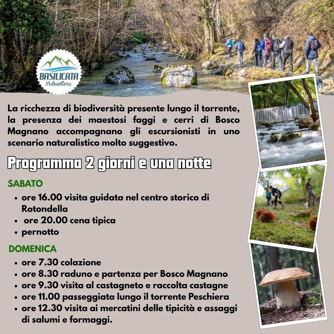Locandina programma Weekend Funghi & Castagne 2026 - 2 giorni e una notte